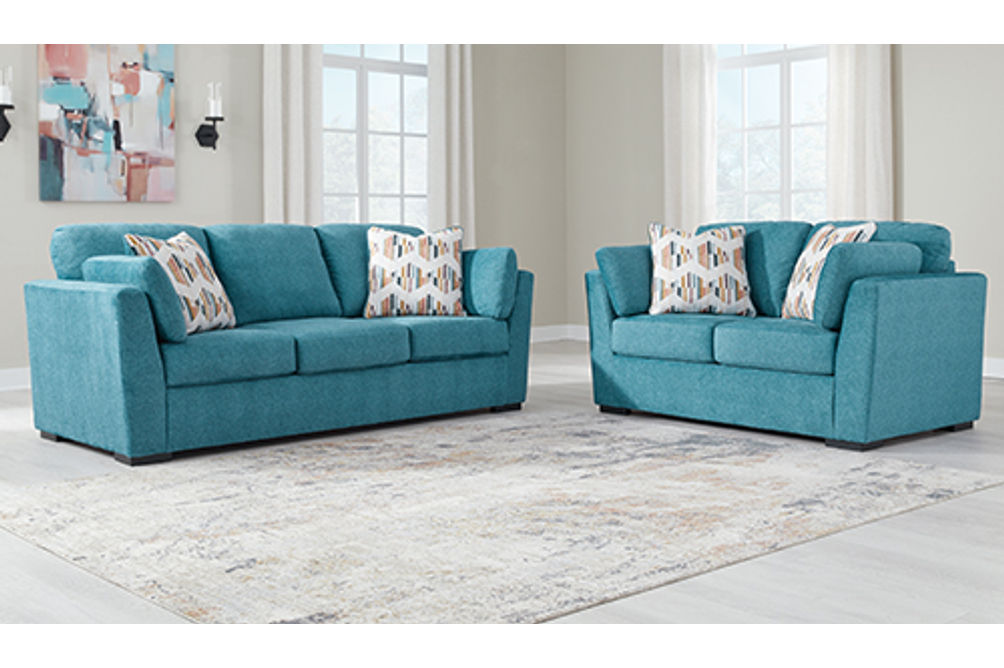 Signature Design by Ashley Keerwick Sofa and Loveseat-Teal