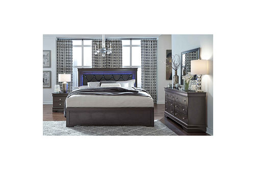 6 PC POMPEI GREY QUEEN BEDROOM QB DR MR NS