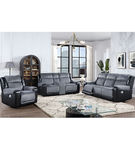 U5914 GREY AND BLACK RECLINING SOFA, LOVE SEAT