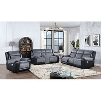 U5914 GREY AND BLACK RECLINING SOFA, LOVE SEAT