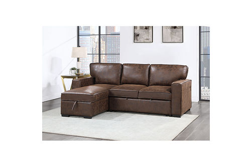 U0203 COFFEE BROWN REV PULL OUT SOFA BED,