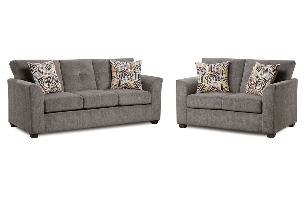 2PC Kennedy Sofa & Loveseat, Gray