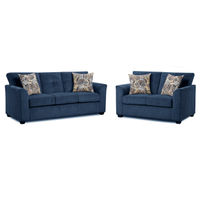 2PC Kennedy Sofa & Loveseat, Blue