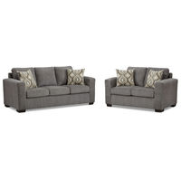 2PC Graytone Sofa & Loveseat, Gray