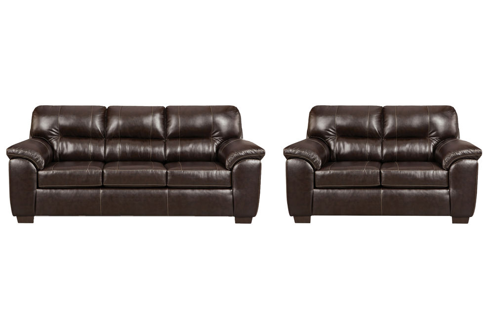 2PC Austin Sofa & Loveseat, Brown