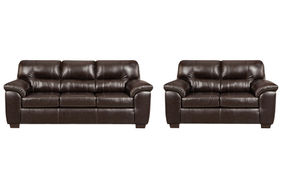 2PC Austin Sofa & Loveseat, Brown