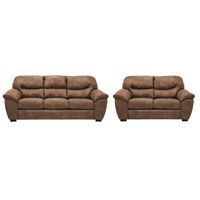 2PC Grant Sofa & Loveseat, Brown