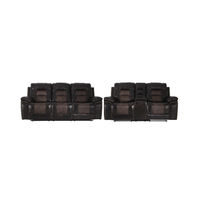 2PC Commander Reclining Sofa & Loveseat, Brown