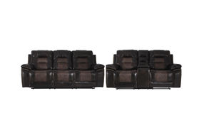 2PC Commander Reclining Sofa & Loveseat, Brown