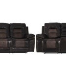 2PC Commander Reclining Sofa & Loveseat, Brown