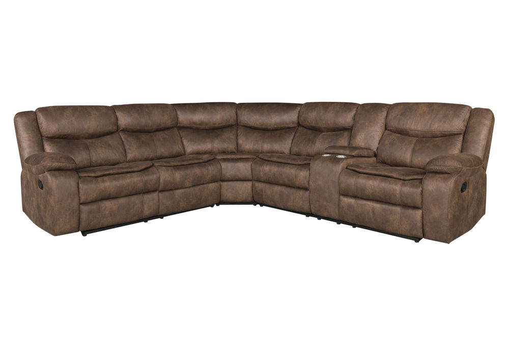 3PC Dorado Sectional w Console, Brown