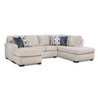 3PC Herringbone Sectional, Cream