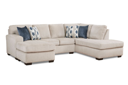 3PC Herringbone Sectional, Cream