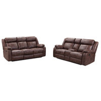 2PC Buckskin Reclining Sofa and Loveseat, Brown