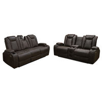 2PC Omega Power Sofa & Loveseat, Brown