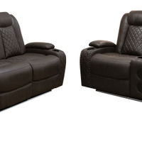 2PC Omega Power Sofa & Loveseat, Brown