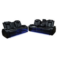 2PC Omega Sofa & Loveseat, Black