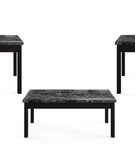 3PK Faux Marble Tables, Black