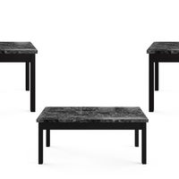 3PK Faux Marble Tables, Black