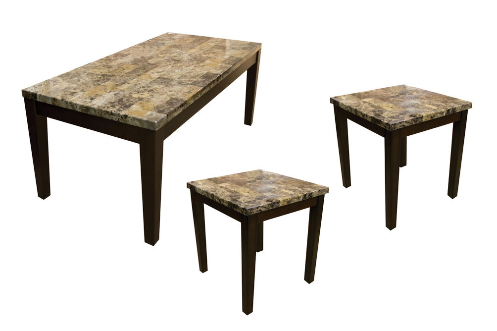 3PK Faux Marble Tables, Brown