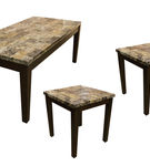 3PK Faux Marble Tables, Brown