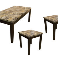 3PK Faux Marble Tables, Brown