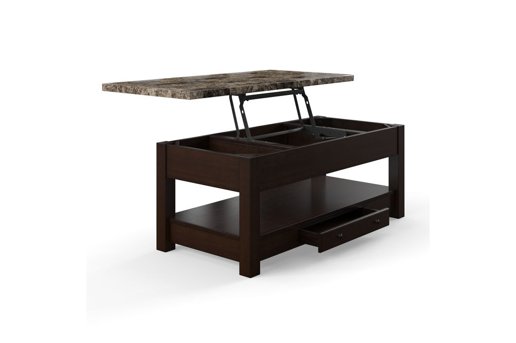 Faux Marble Lift Top Table, Brown