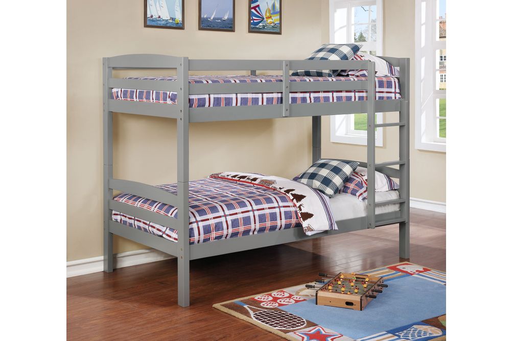 Twin/Twin Bunkbed with 2 Twin Matts, Gray