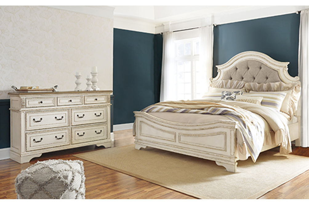 Signature Design by Ashley Realyn King Upholstered Panel Bed and Dresser-Two-t