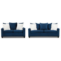 2PC Indigo Sofa & Loveseat, Blue