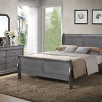 6PC Louis Bedroom, QN Bed, DR, MR & 1 NS, Gray