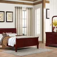 6PC Louis Bedroom, QN Bed, DR, MR & 1 NS, Cherry