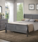 6PC Louis Bedroom, KG Bed, DR, MR & 1 NS, Gray