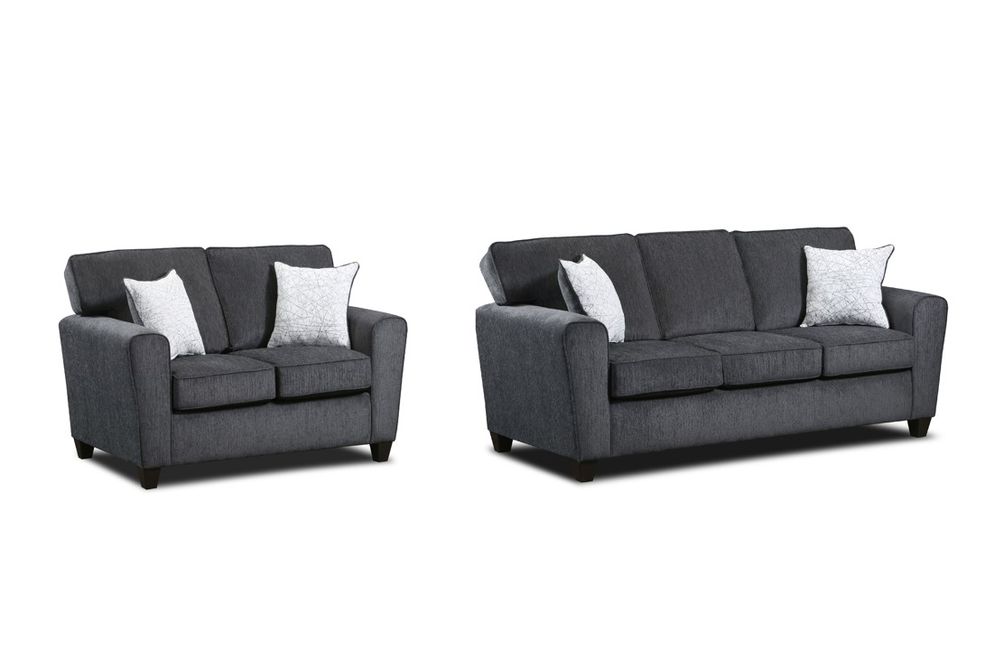 2PC Thunder Kohl Sofa & Loveseat, Gray