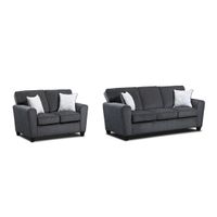 2PC Thunder Kohl Sofa & Loveseat, Gray