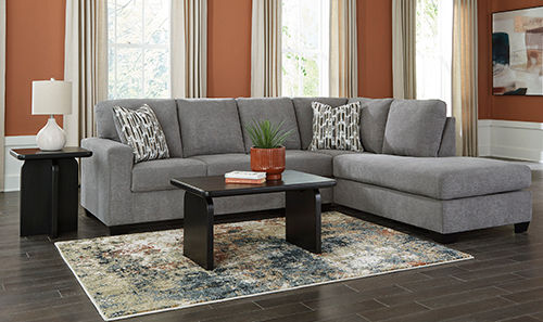 Signature Design by Ashley Turnout 2-Piece Sectional, Table Set and Lamp-Gray