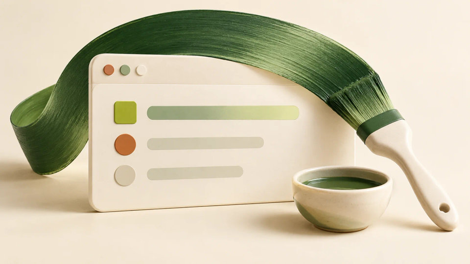 A single broad paint stroke adds visual accents to a simple interface card.