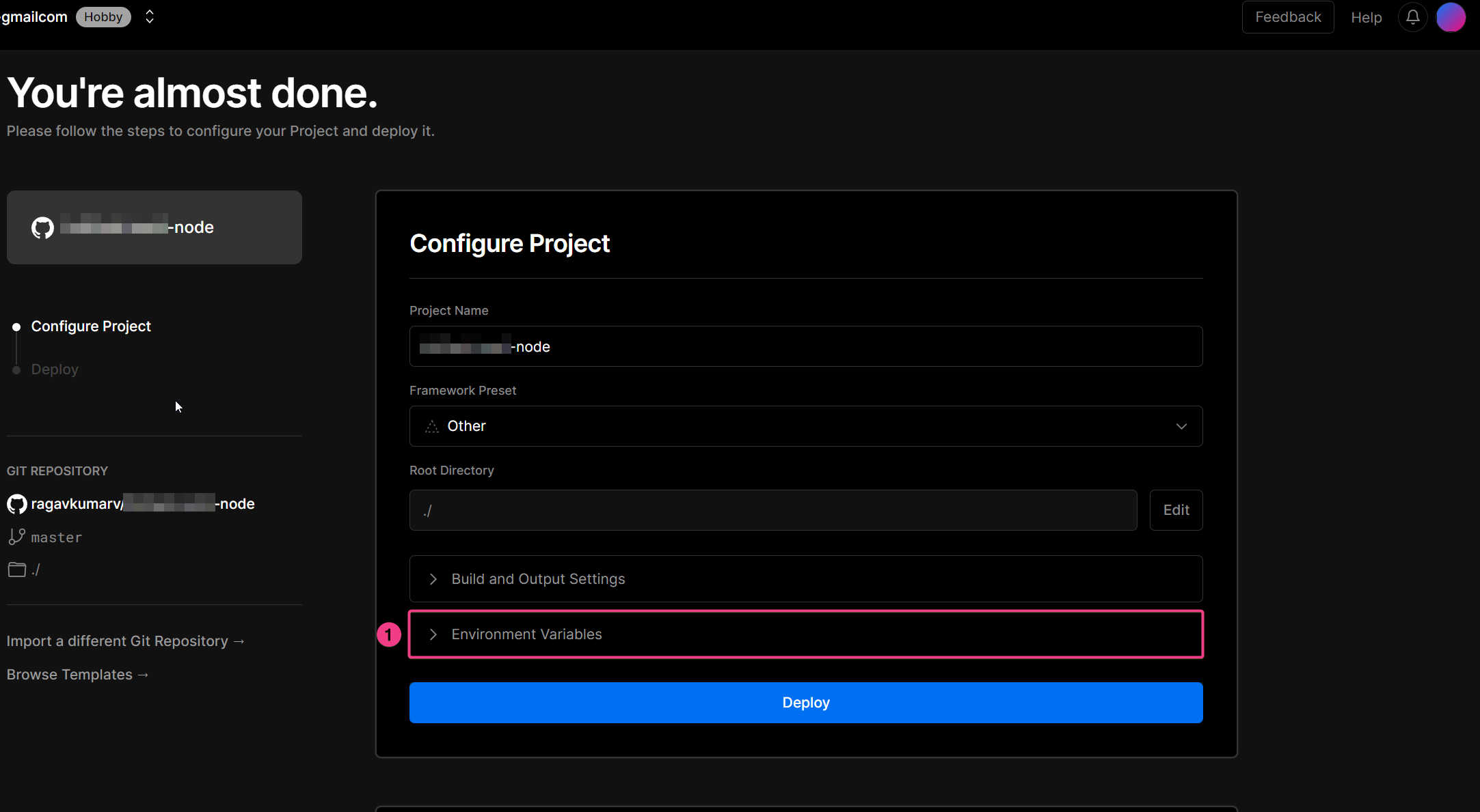 Click on Environments Variables and provide your secrets