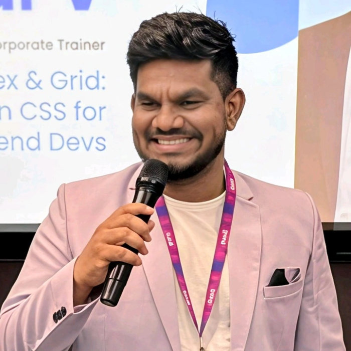Ragav Kumar V speaking during a technical training session