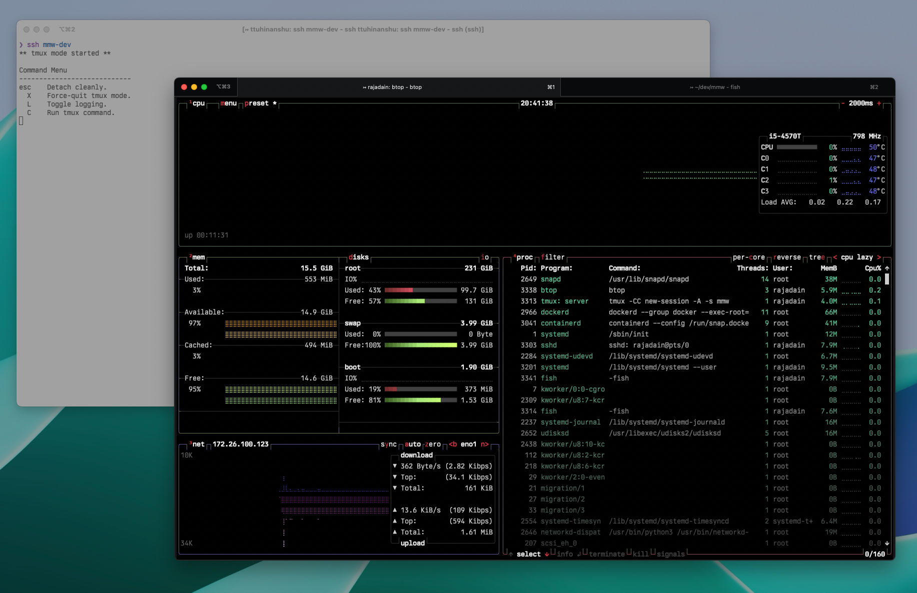 iTerm2 running tmux natively