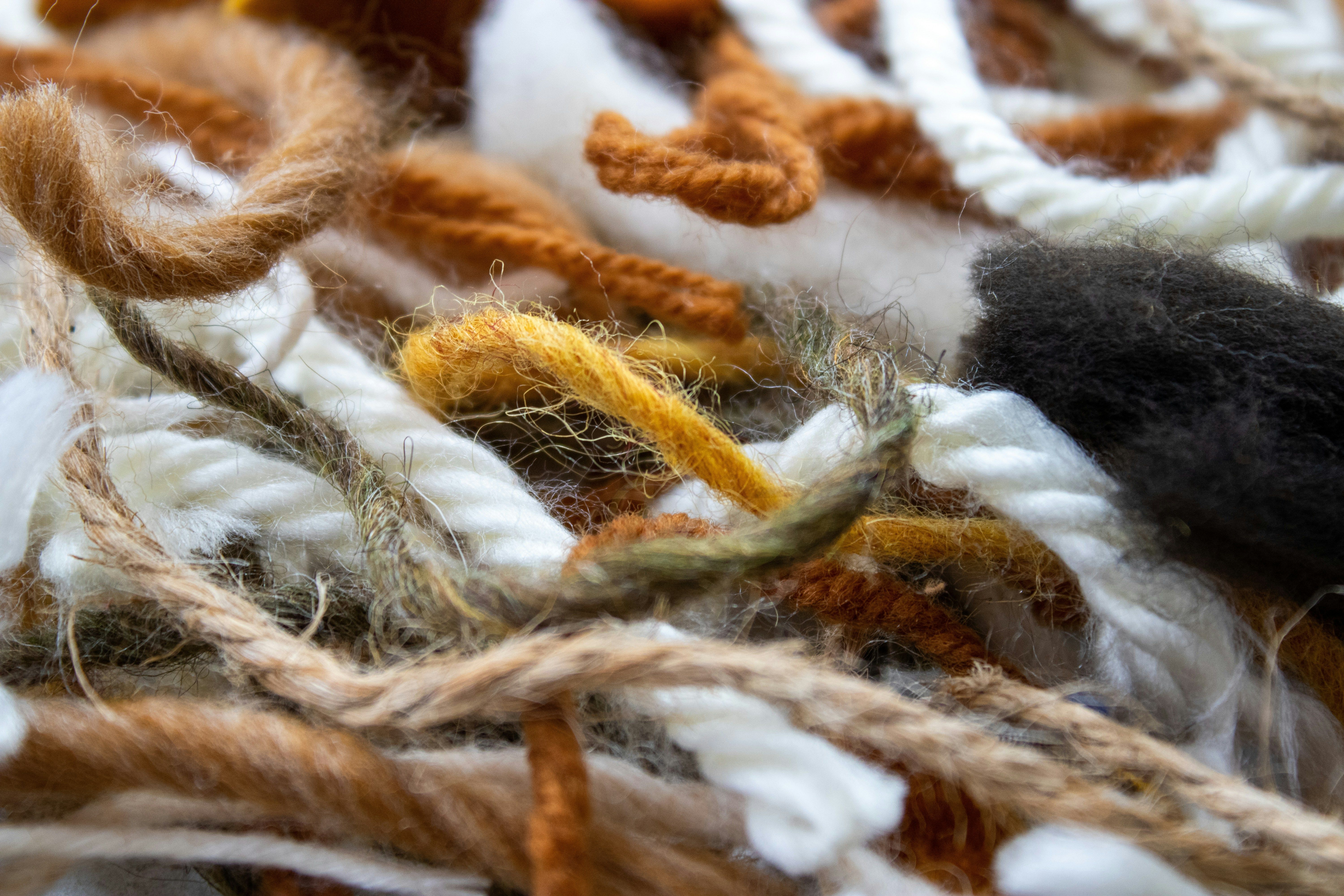 Close up photo of strands of yarn