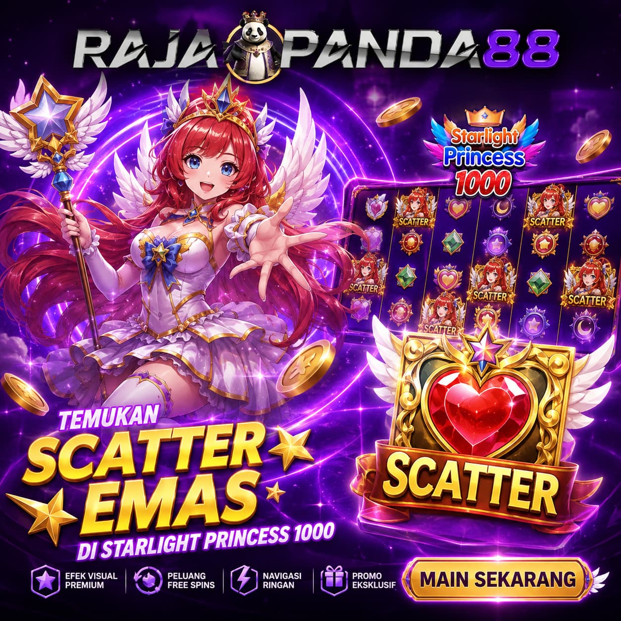 RAJAPANDA88 | Temukan Scatter Emas di Starlight Princess 1000