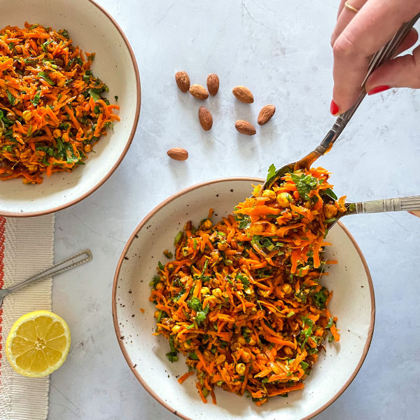 Spicy Carrot Salad with Crunchy Masala Chickpeas