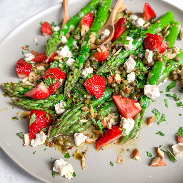 Strawberry Asparagus Salad with Caper Dressing