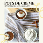 This image shows the Pinterest Pin of the recipe "Mexican Chocolate Pots de Creme" with coconut whipped cream and candied almonds on top.