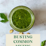 This image shows a Pinterest Pin for the article "Busting Common Plant-Based Diet Myths"