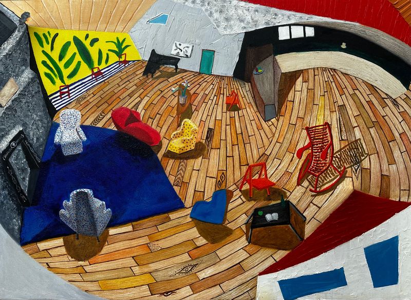 호크니의 넒은 실내 로스앤젤레스 재해석-6011