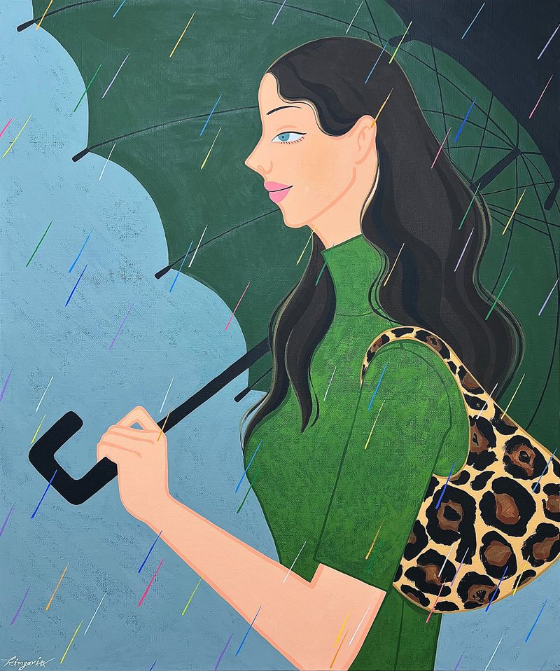 수채화 비 내리는 거리-6419