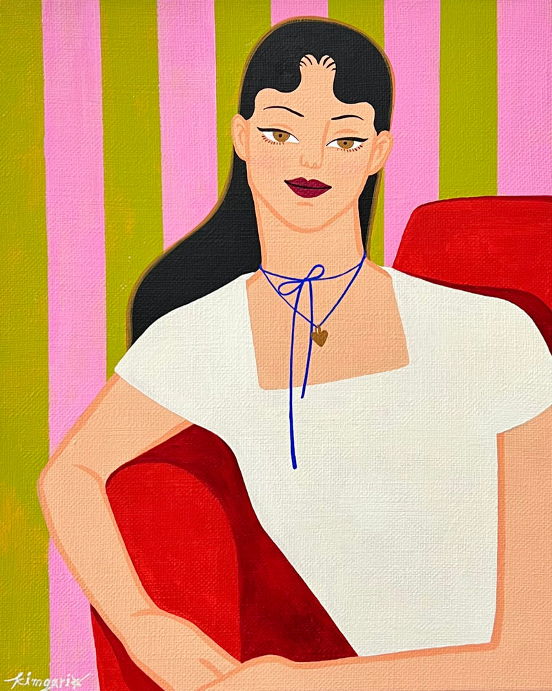 레드소파에 앉아 있는 그녀-6432