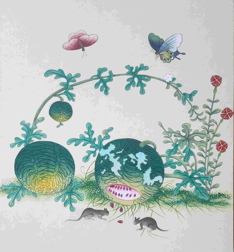 Lee, Jeongja/ Chochungdo(Grass and Insects, Watermelon Painting)-55043